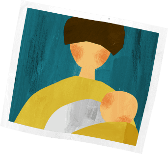 赤ちゃんを抱っこしている写真のイラスト